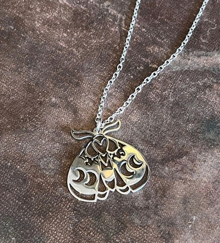 Moth necklace lunar moon - necklace,