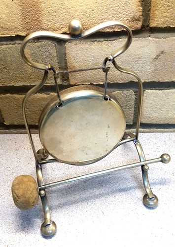 Vintage brass dinner gong with - dinner,