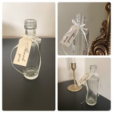 1 x  (24 available) Glass Wedding Favours Bottle w/ thank you tags Vintage Cream