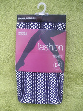 M&S BLACK FASHION TIGHTS SIZE