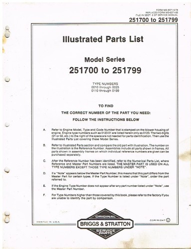 Briggs stratton cyl - 1-cyl, 251700