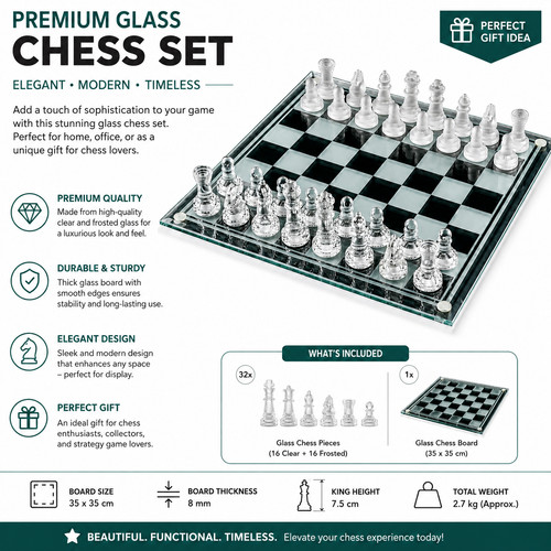 Glass large chess - glass, board