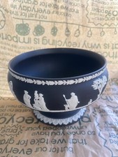 Vintage & Rare Stunning Wedgewood 8" Round Imperial Black Basalt Footed Bowl.VGC
