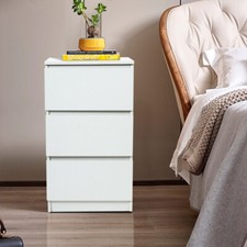 3 Drawer White Bedside Cabinet