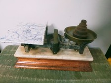 Marble base Cooperative Society marble top  vintage grocery  scales with weights