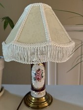 Vintage American Beauti Boudoir Lamp PURPLE Pink Floral Gold Trim & Shade 16"
