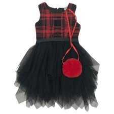 Girls Red & Black Plaid Flowy
