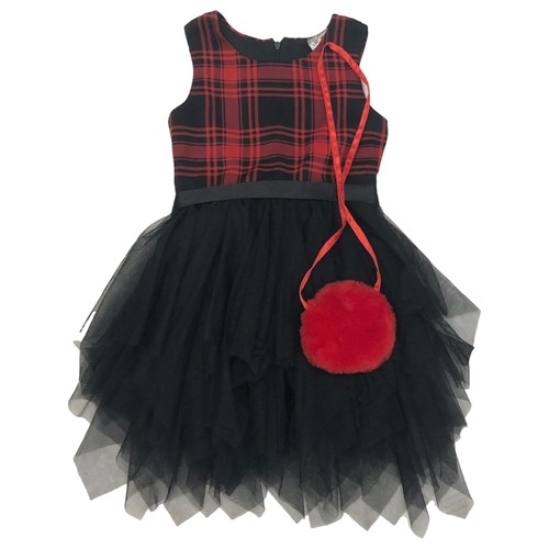 Girls red black plaid flowy - girls,