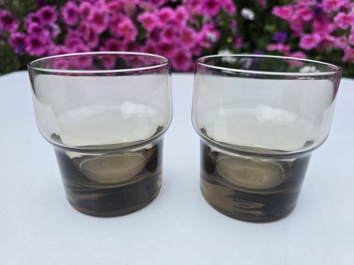 Smoked glass tumblers - smoked, retro