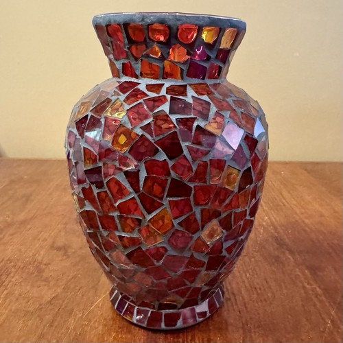 Handcrafted red mosaic art - handcrafted,
