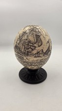 Scrimshaw Style Ostrich Egg