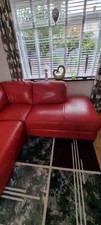 Leather Corner Sofa Beautiful Deep Red Colour Great Condition