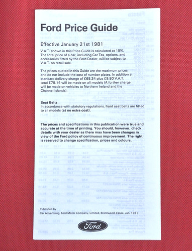 1981 ford price guide fiesta - guide,