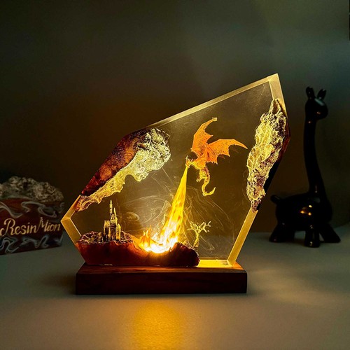 Handmade epoxy resin lamp with - handmade,