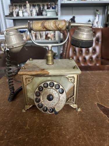 Vintage onyx and brass rotary - and,