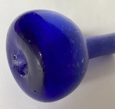 Antique Onion Shaped Cobalt Blue Glass Bottle Pontil Mark Lots of Bubbles 1860’s