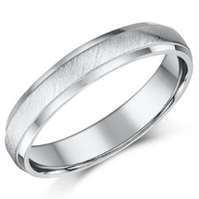 4mm Palladium Wedding Ring Matt & Polished D shaped Heavy Band UK Hallmarked 950