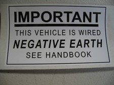 FORD ESCORT MK1,CORTINA,ANGLIA, NEGATIVE EARTH STICKER, RS, CLASSIC, RALLY, 