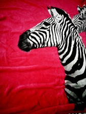 Zebra Faux Fur Red Black White Animal Print Sofa Bed Throw Blanket 190 x 160cm