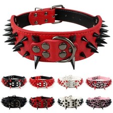 5cm Wide Spiked Studded Leather Dog Collar for Medium Large Dogs Pitbull Mastiff