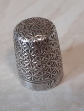 ANTIQUE SILVER PLATE CHARLES HORNER DORCAS SIZE 6 THIMBLE c1910