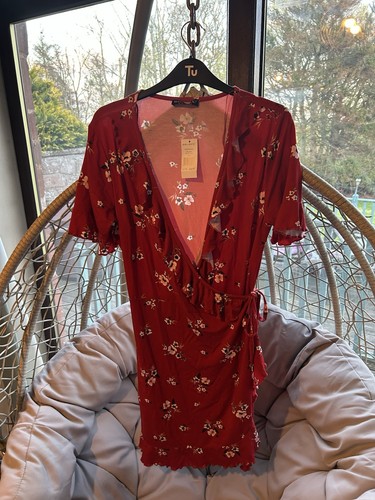 Red flowery dress size - dress, 14