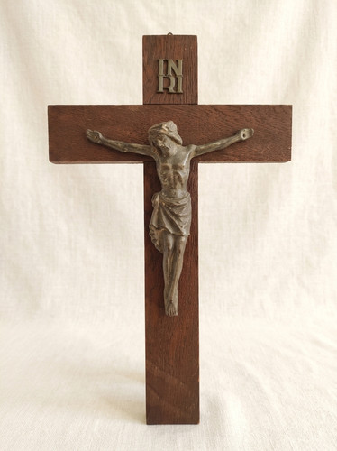 Vintage wooden wall crucifix - vintage,