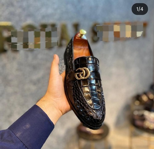 Handmade men black crocodile