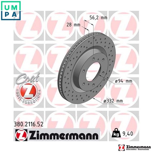 Brake disc 380 2116 for - disc, 380.2116.52