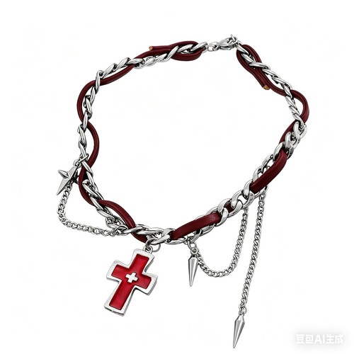 Punk cross rivet red - punk,