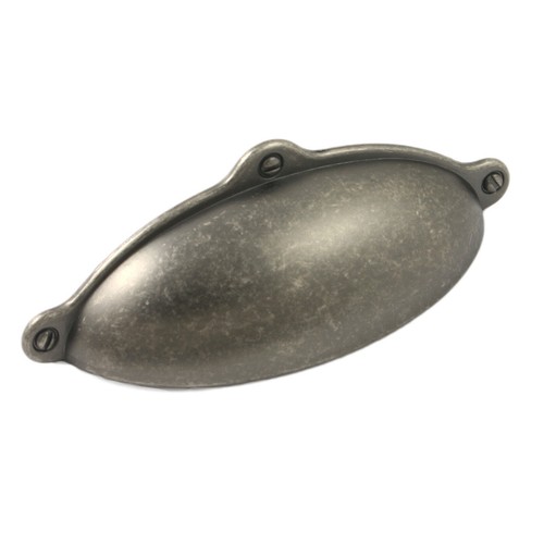 Pewter finish knob cup pull - pewter,