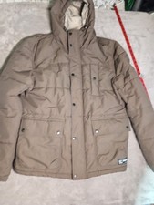 Original Puffa Men's Quilted Jacket Size UK XXL Brown Full Zip Hooded Outdoor