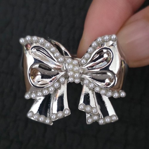 Elegant silver bow scarf ring - scarf,
