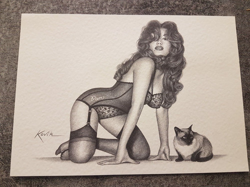 Erotic girl portrait drawing
