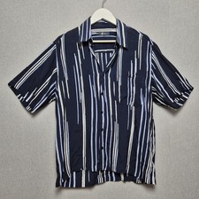 Gabicci Shirt Mens Size M Blue Striped Short Sleeve Button Down Casual 