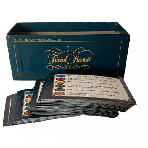Trivial pursuit question cards - question,