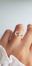 1.30 Ct Morganite & Natural Diamond Solitaire Ring 18k Solid Yellow Gold