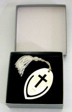 BEAUTIFUL ENGLISH STERLING SILVER CROSS RELIGIOUS BIBLE BOOKMARK 1998 BOXED