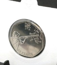 2011 Shooting 50p Olympic Coin in flip – BUNC– Rare Fifty Pence London Games 