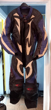 RIOSSI RACING LEATHERS MENS UK 46 FULL  RACING SUIT BLACK BLUE LEATHER