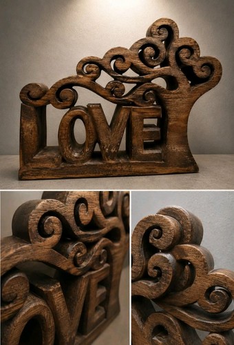 Carved wooden love - carved, sculpture