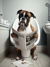 BOXER DOG TOILET FUNNY