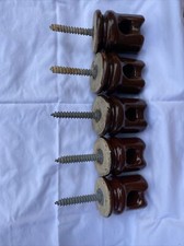 5 BROWN PORCELAIN / CERAMIC ELECTRICITY INSULATORS