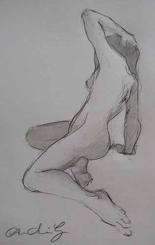 Pencil drawing female nude