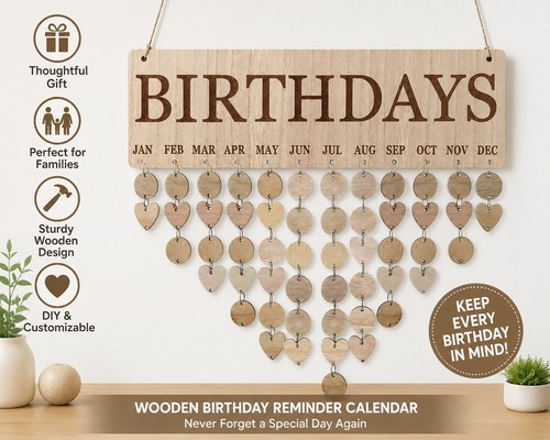 Wooden birthday calendar - wooden,