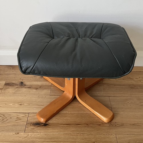 Green footstool mid century - green,