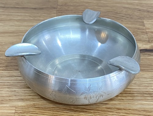 Vtg decorative pewter ashtray - pewter,