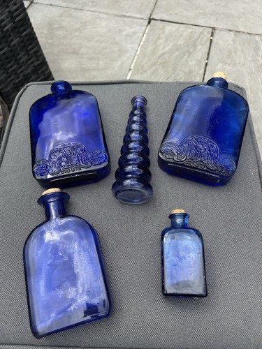 Cobalt blue glass bottles - 5,