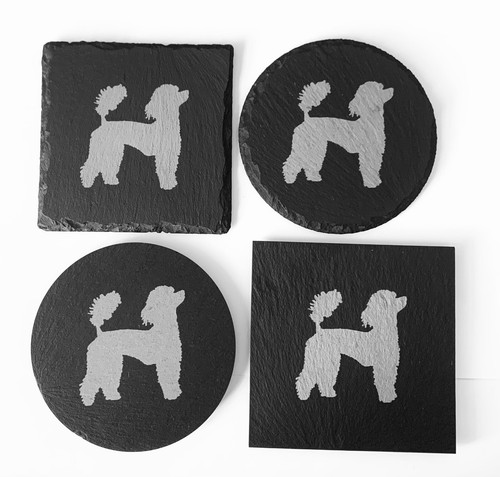 Poodle dog engraved slate - dog,