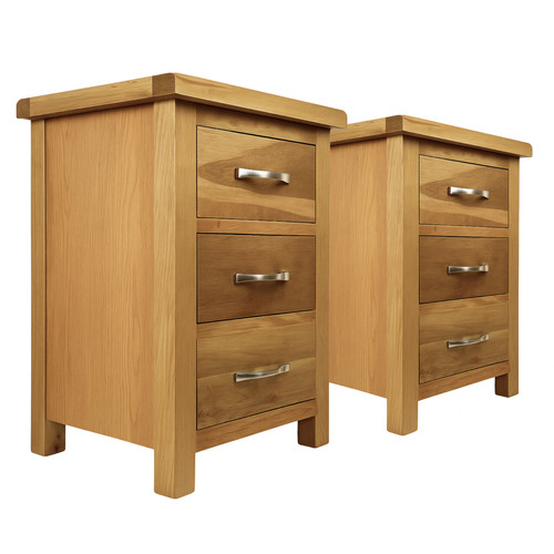 Oak drawer bedside cabinets - oak,